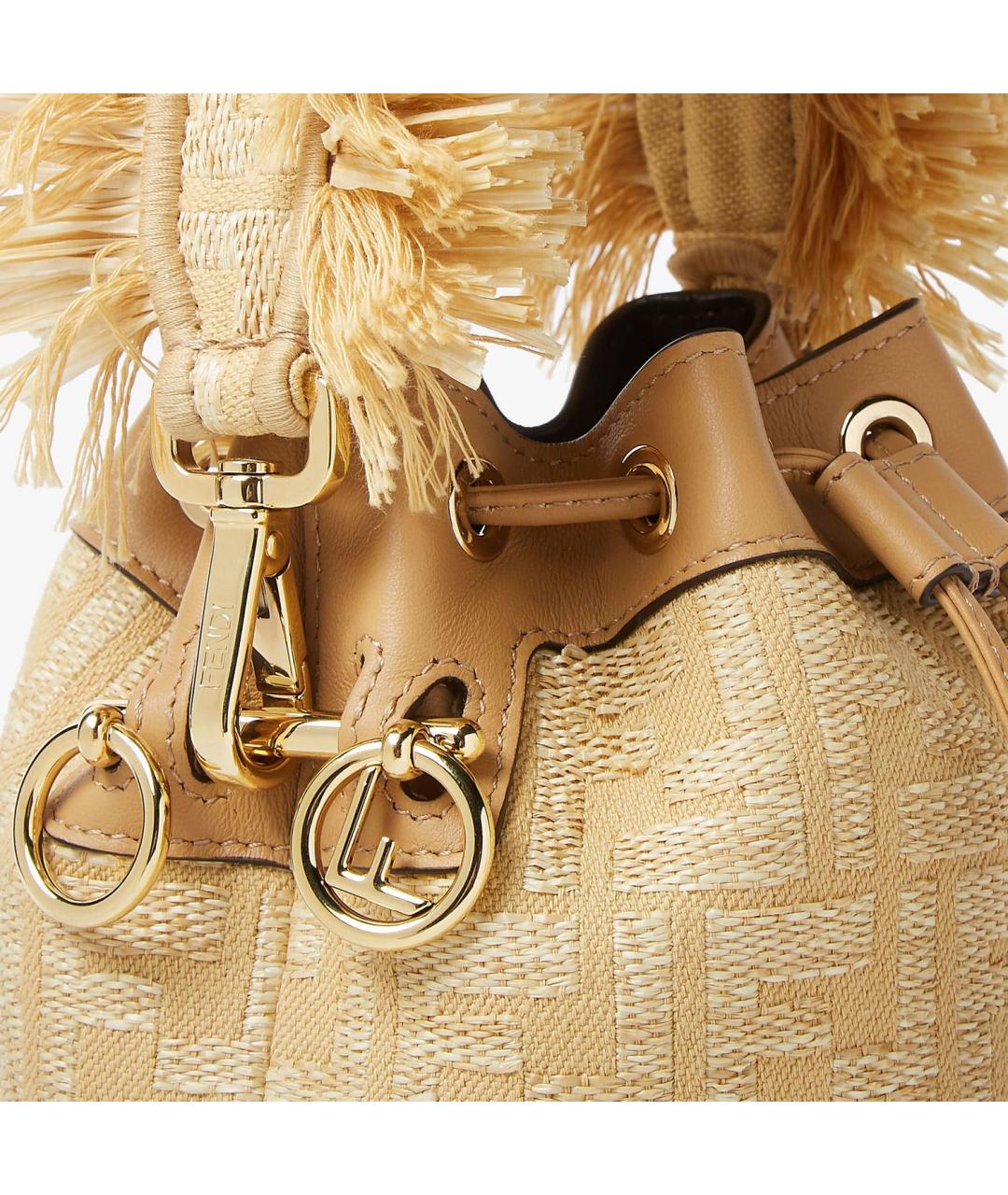 FENDI Бежевая синтетическая сумка с короткими ручками, фото 5