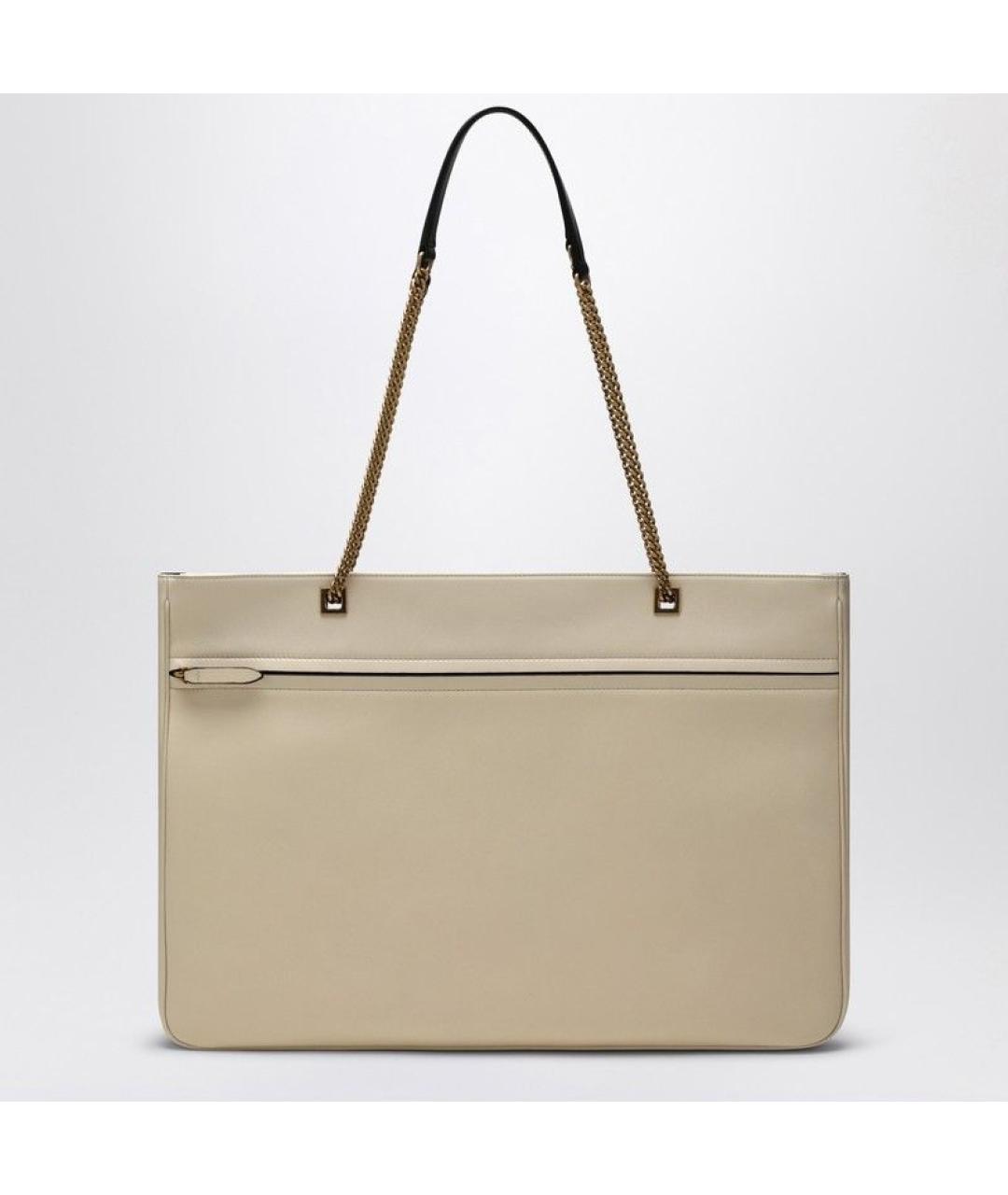 VALENTINO Бежевая кожаная сумка тоут, фото 2