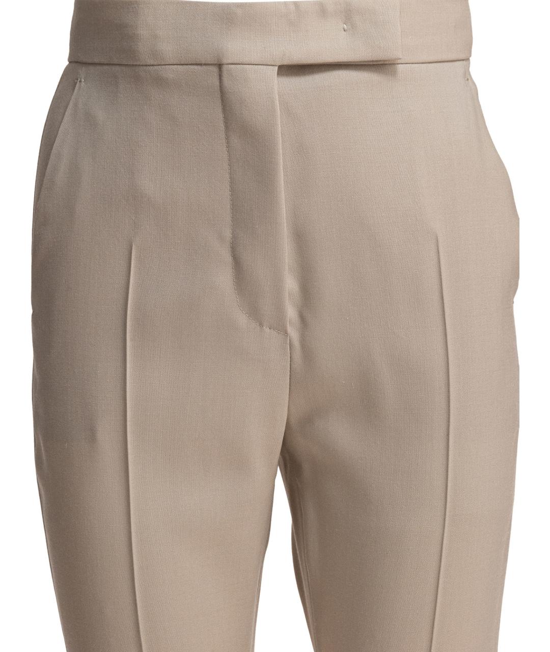 MAX MARA Бежевые шерстяные прямые брюки, фото 3