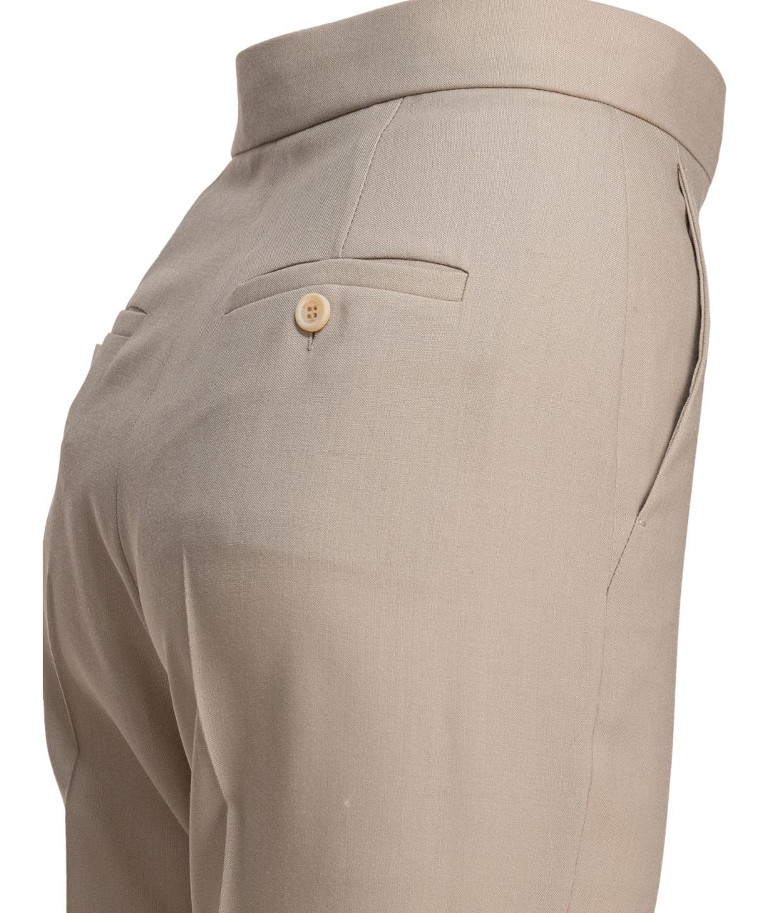 MAX MARA Бежевые шерстяные прямые брюки, фото 4