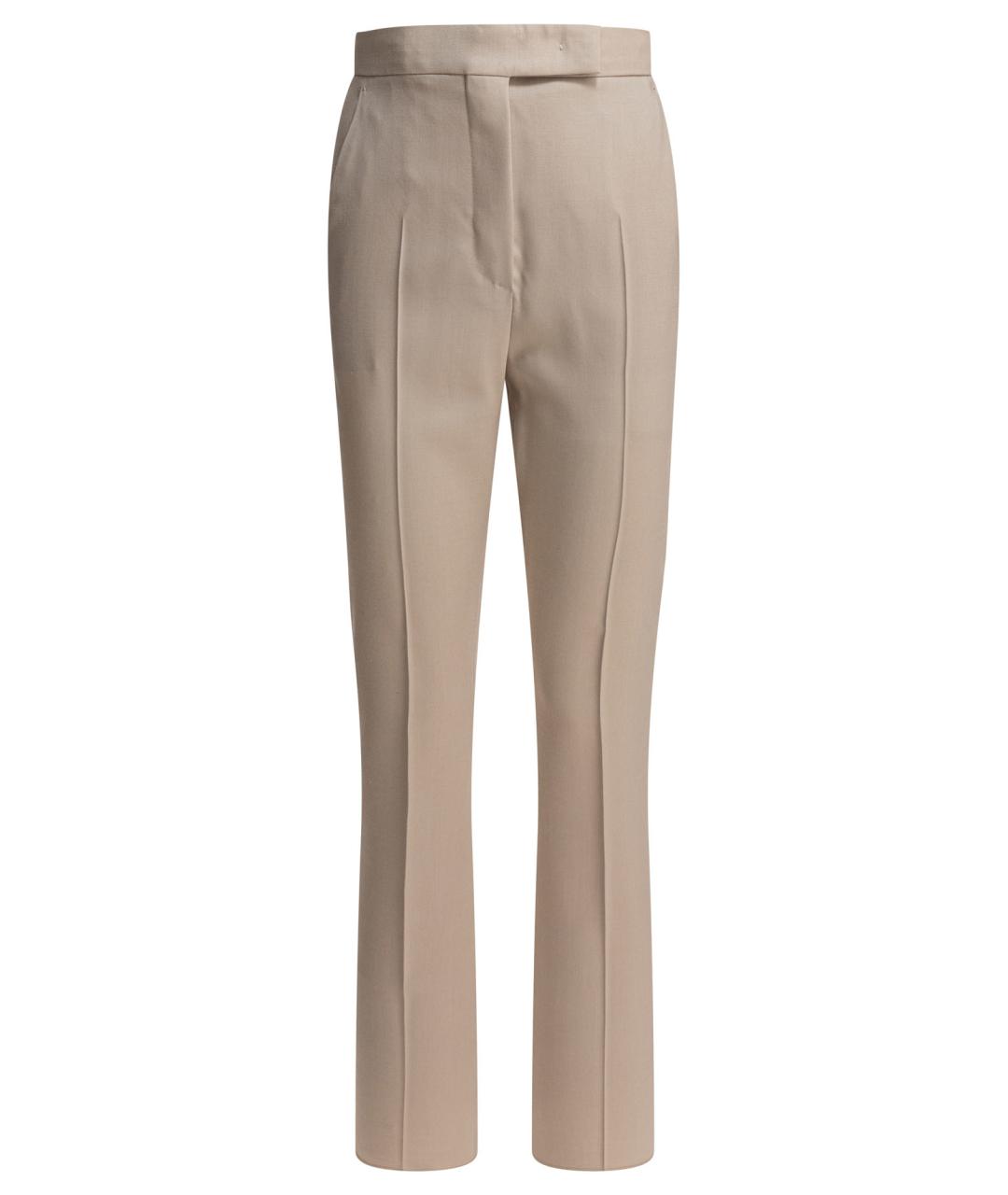 MAX MARA Бежевые шерстяные прямые брюки, фото 1