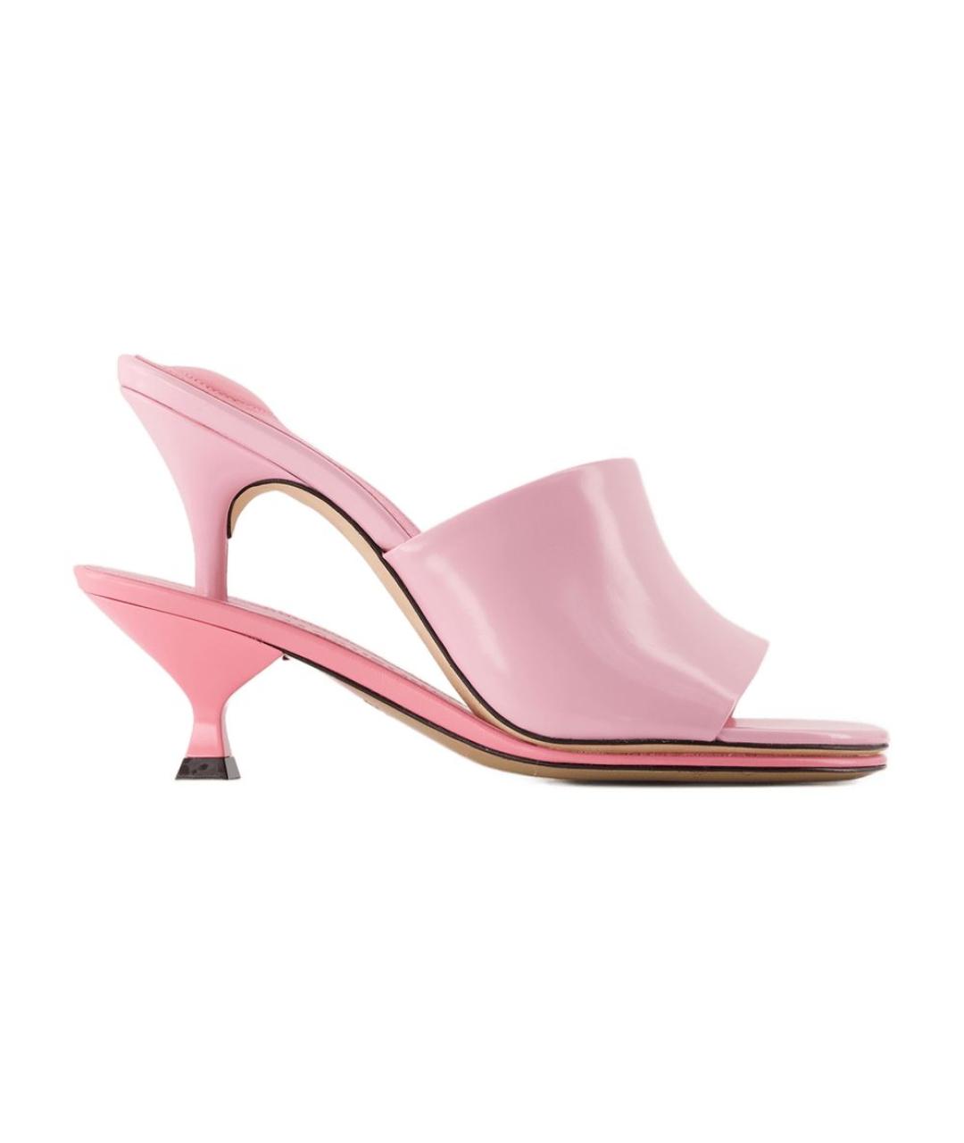 JACQUEMUS Розовые кожаные мюли, фото 1