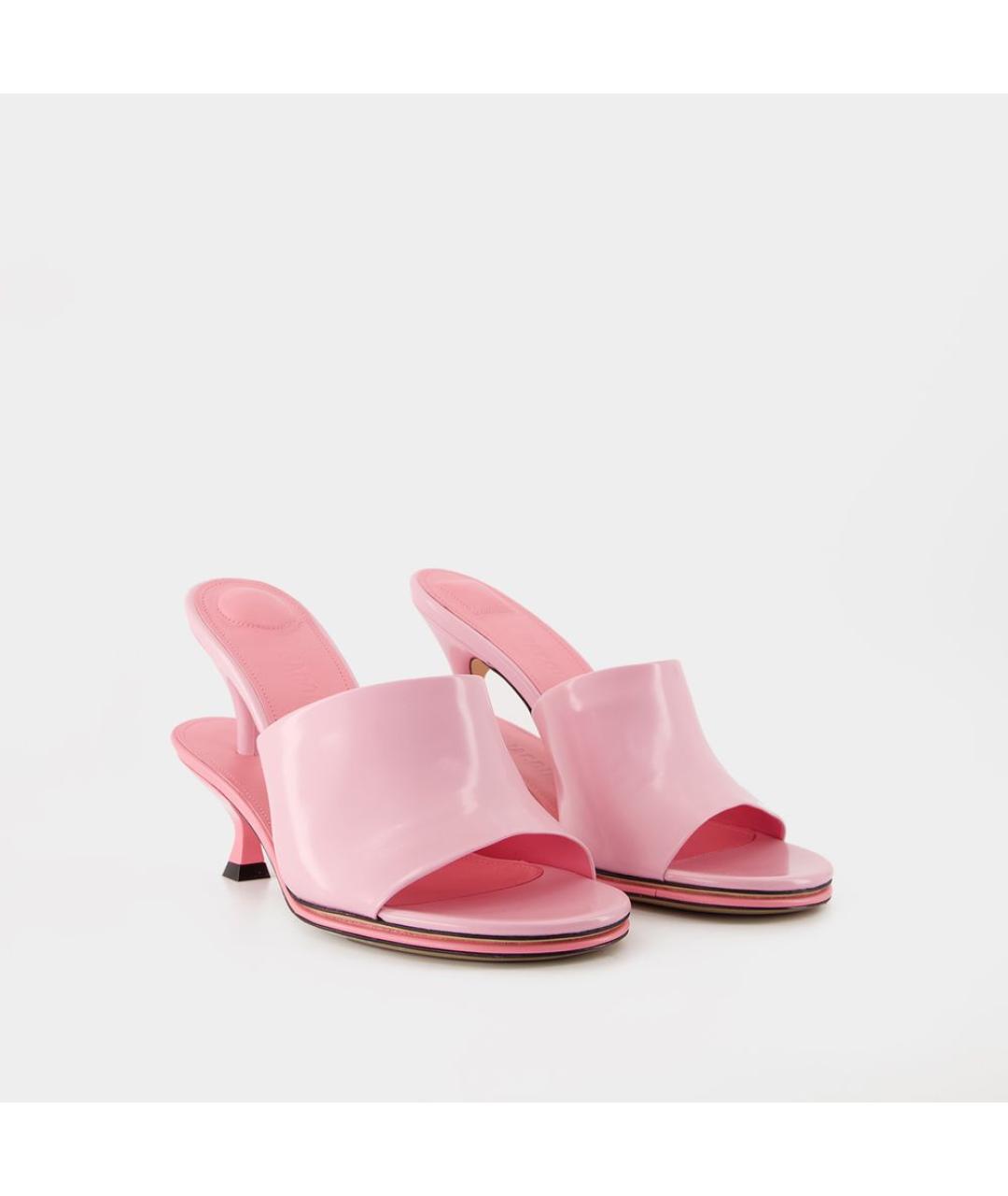 JACQUEMUS Розовые кожаные мюли, фото 2