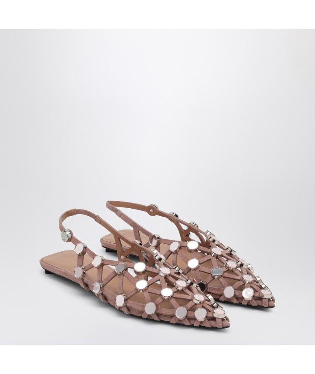 THE ATTICO Бежевые замшевые балетки, фото 2