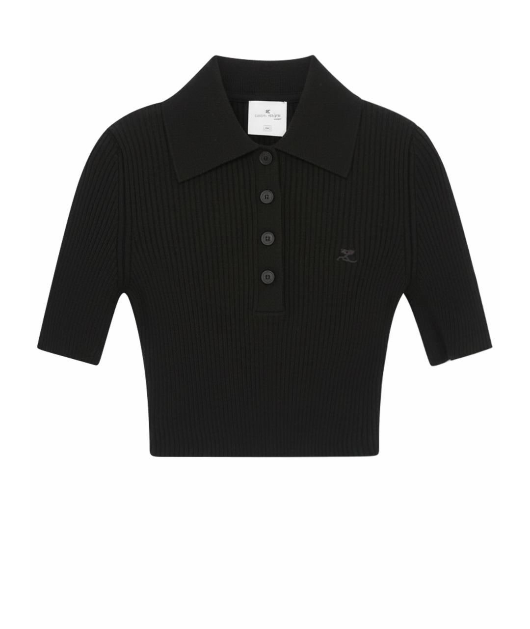 COURREGES Черная вискозная футболка, фото 1