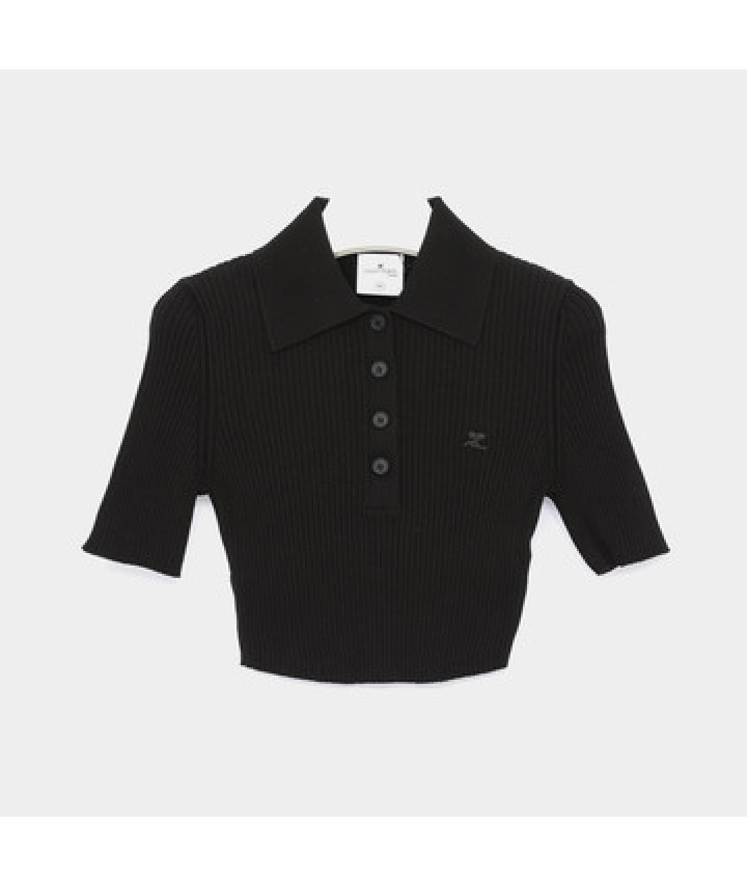 COURREGES Черная вискозная футболка, фото 5