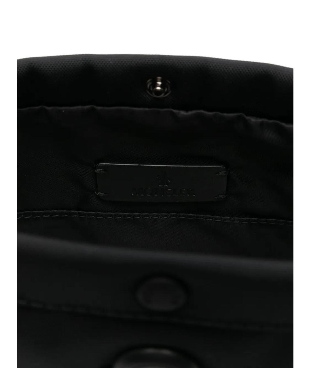MONCLER Черная кожаная сумка на плечо, фото 5
