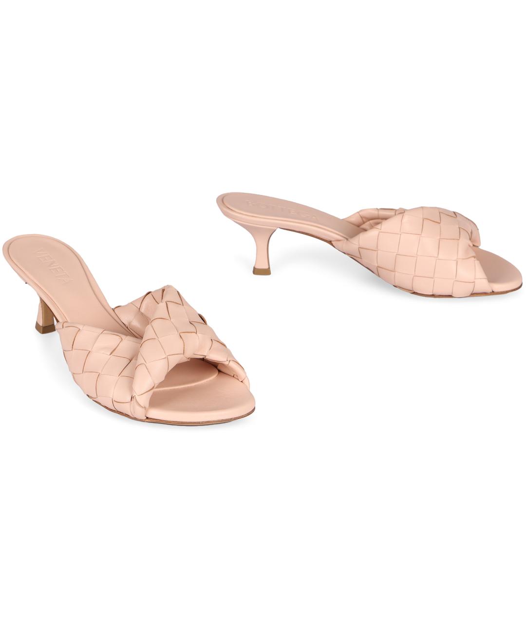 BOTTEGA VENETA Розовые кожаные сандалии, фото 3