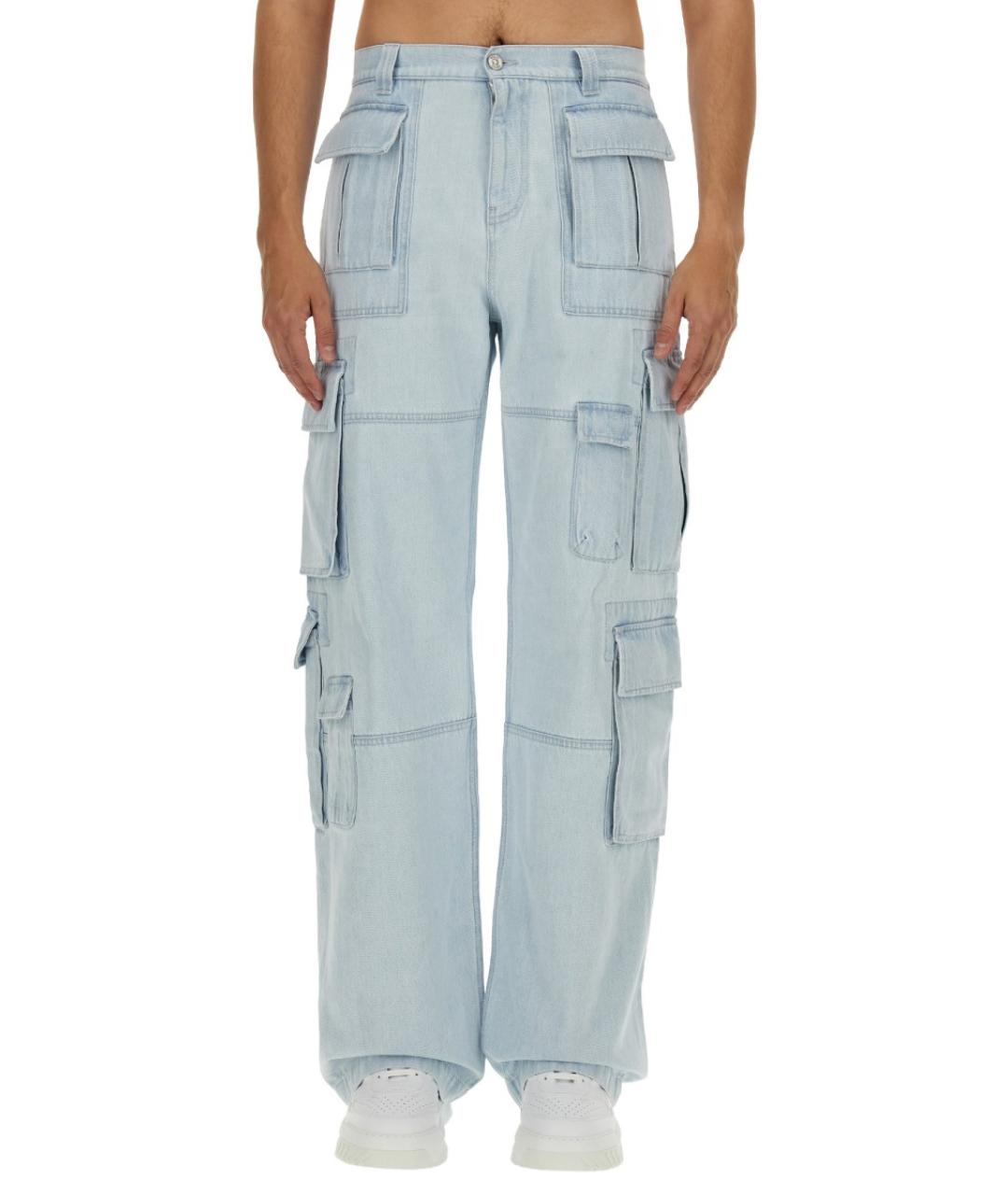 VERSACE Голубые хлопковые прямые джинсы, фото 5