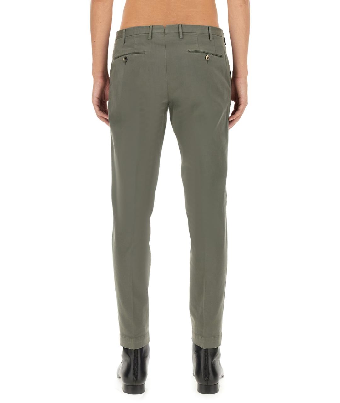 PT TORINO Зеленые хлопковые повседневные брюки, фото 3