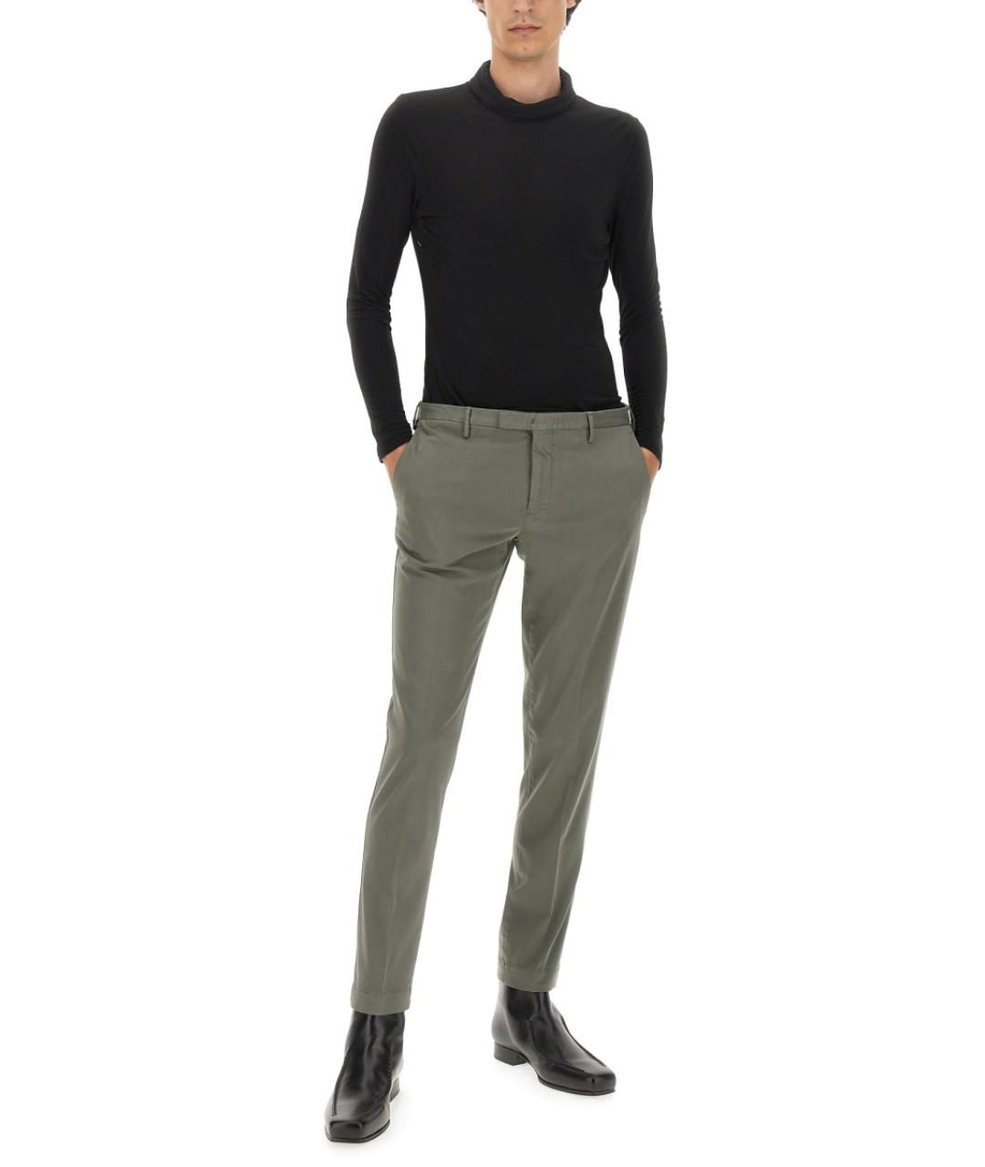 PT TORINO Зеленые хлопковые повседневные брюки, фото 2