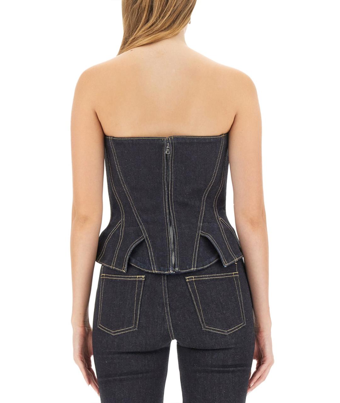 ALEXANDER MCQUEEN Синяя хлопковая блузы, фото 4