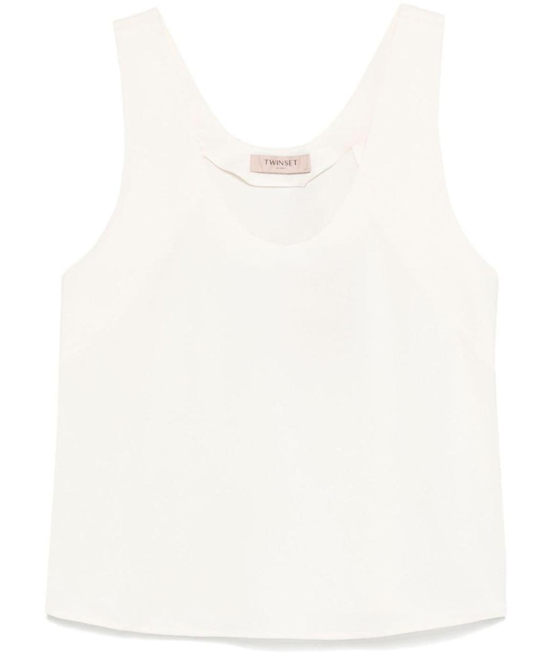 TWIN-SET Белая вискозная майка, фото 1
