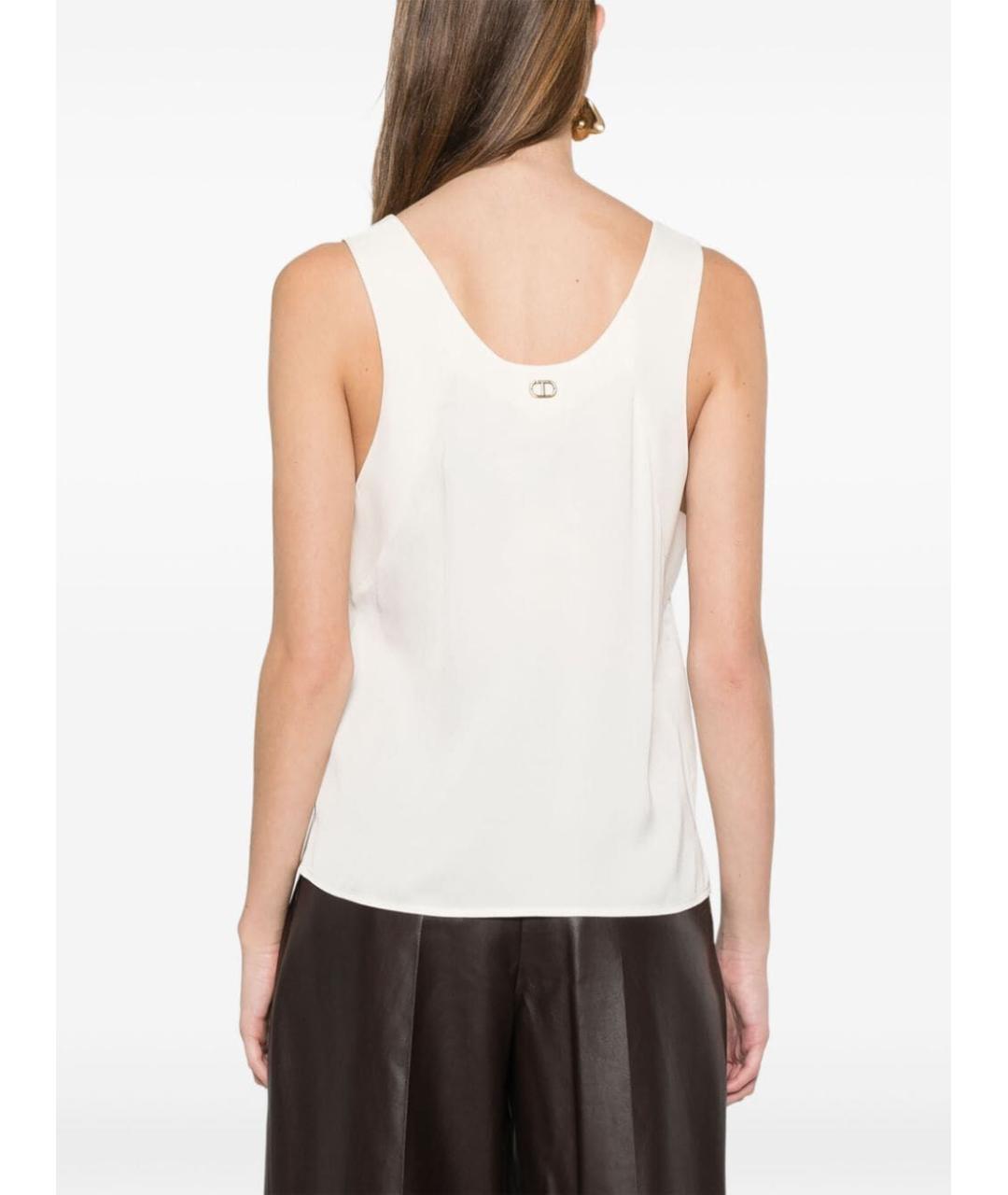 TWIN-SET Белая вискозная майка, фото 5