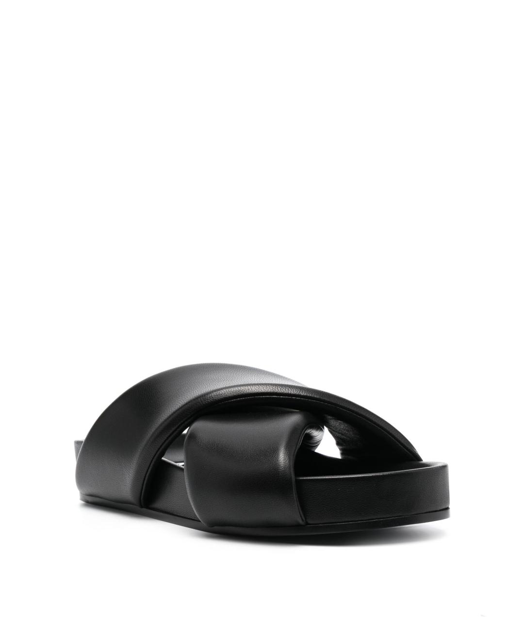 JIL SANDER Черные кожаные сандалии, фото 3