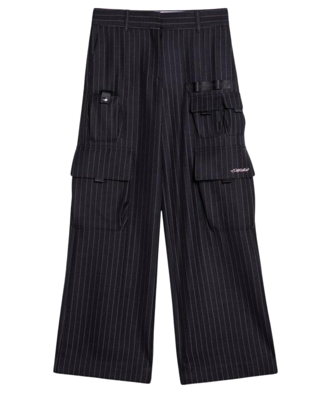 OFF-WHITE Серые полиэстеровые прямые брюки, фото 1