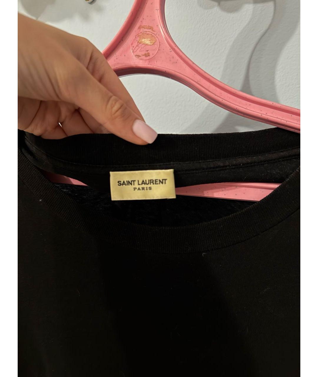 SAINT LAURENT Черная хлопковая футболка, фото 2
