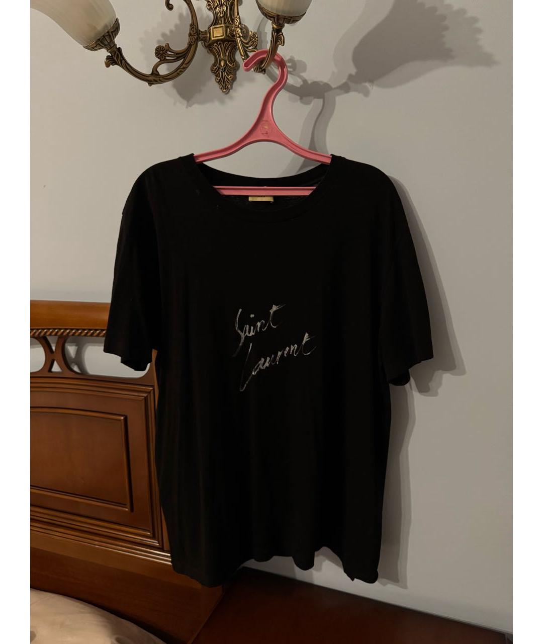 SAINT LAURENT Черная хлопковая футболка, фото 4