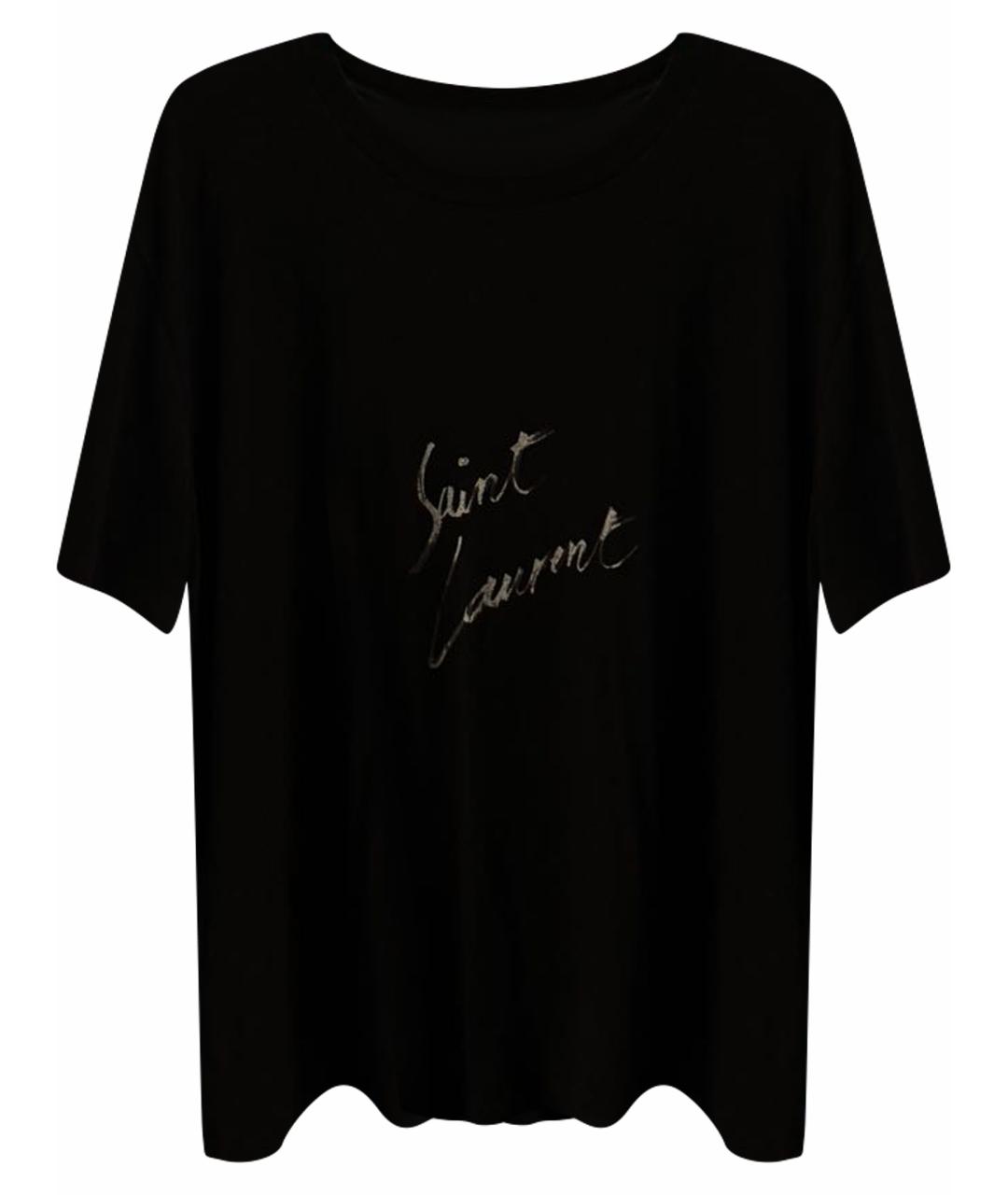 SAINT LAURENT Черная хлопковая футболка, фото 1