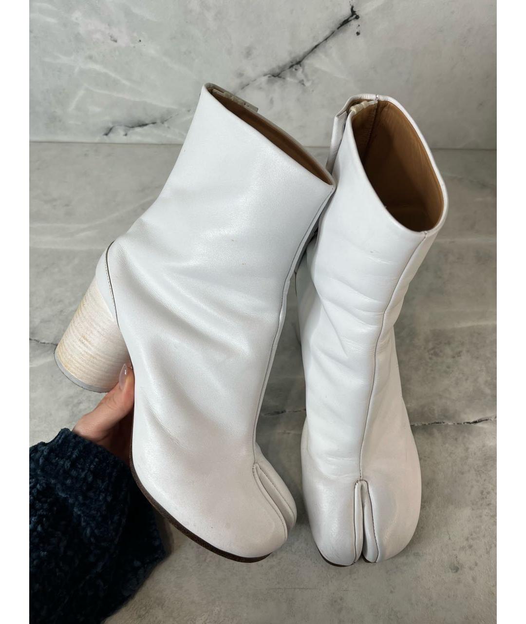 MAISON MARGIELA Белые кожаные ботильоны, фото 8