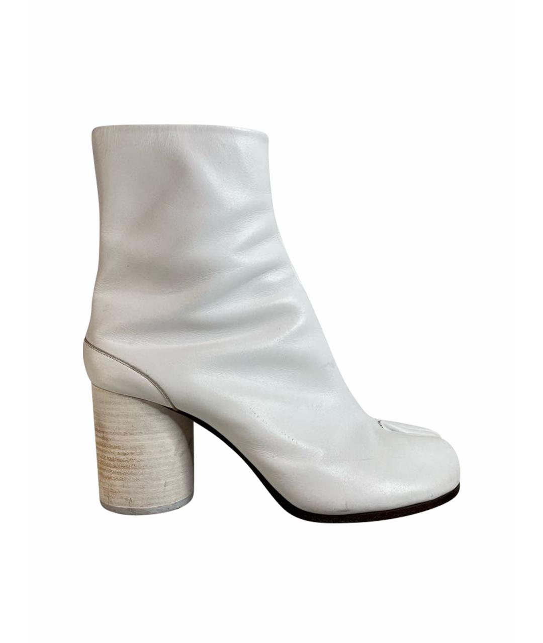 MAISON MARGIELA Белые кожаные ботильоны, фото 1