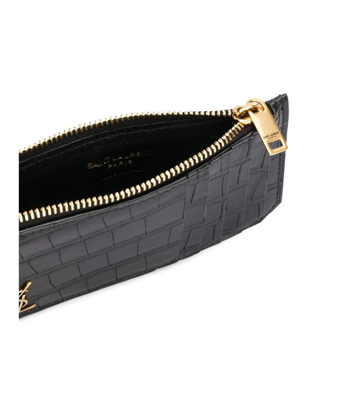 SAINT LAURENT Черный кожаный кардхолдер, фото 3