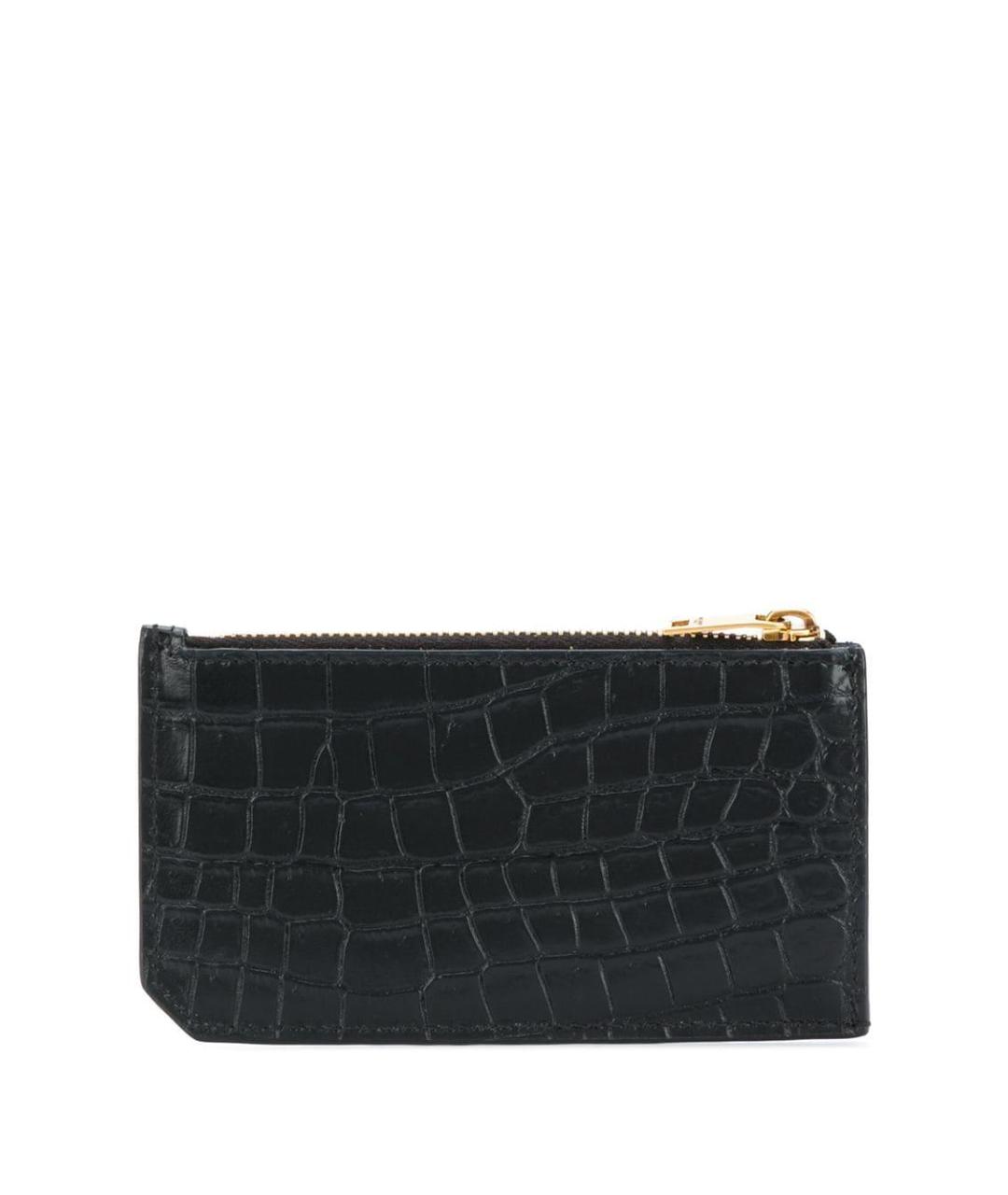 SAINT LAURENT Черный кожаный кардхолдер, фото 2