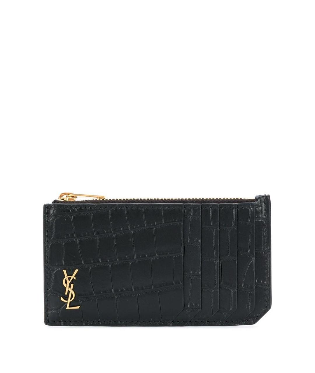 SAINT LAURENT Черный кожаный кардхолдер, фото 1