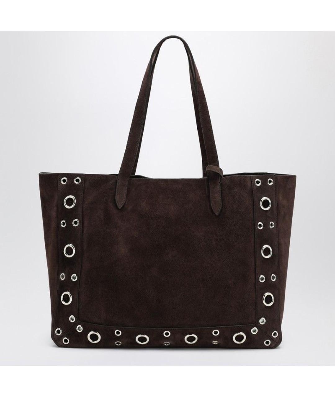 VALENTINO Коричневая замшевая сумка тоут, фото 2