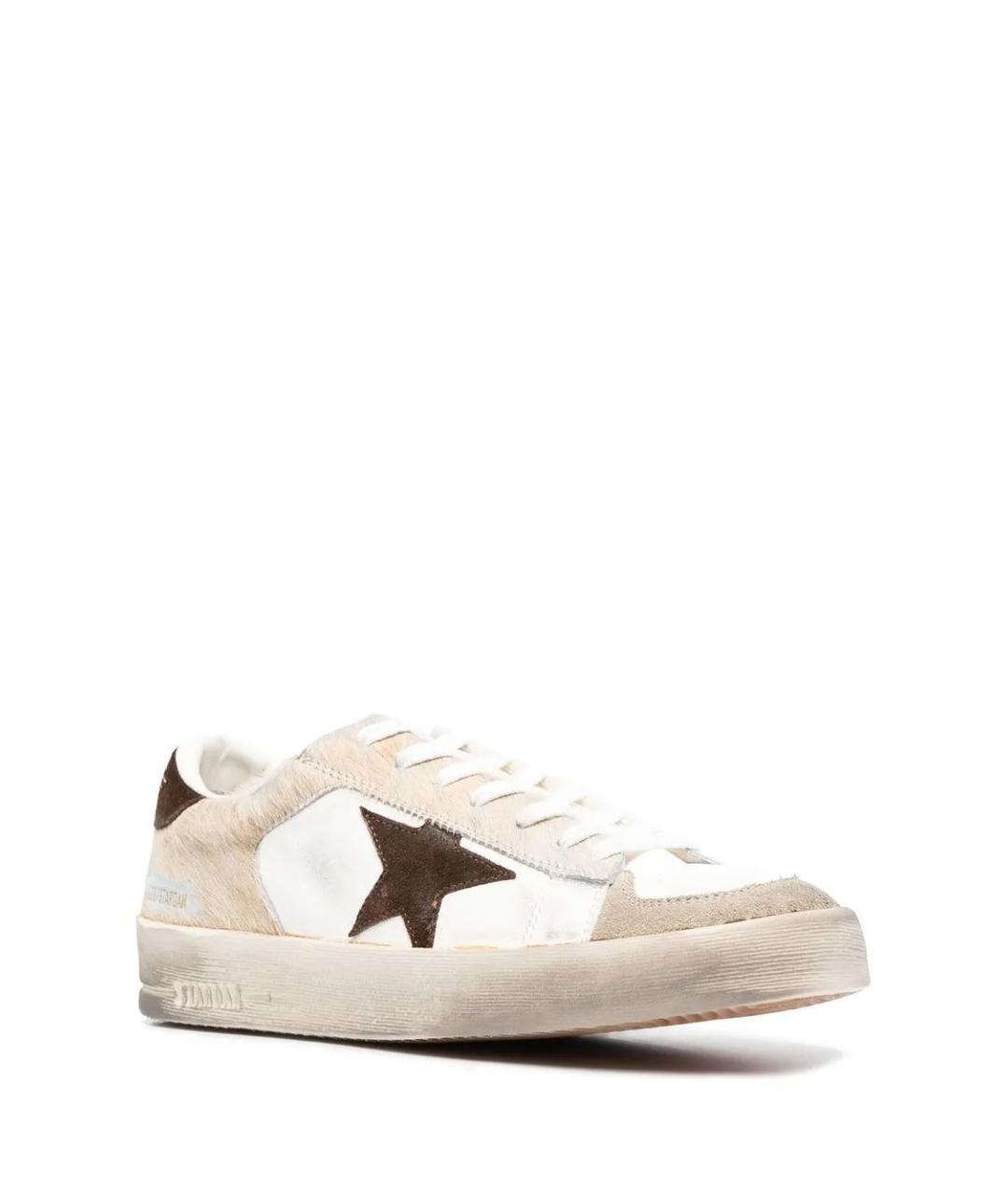 GOLDEN GOOSE DELUXE BRAND Бежевые кожаные низкие кроссовки / кеды, фото 2