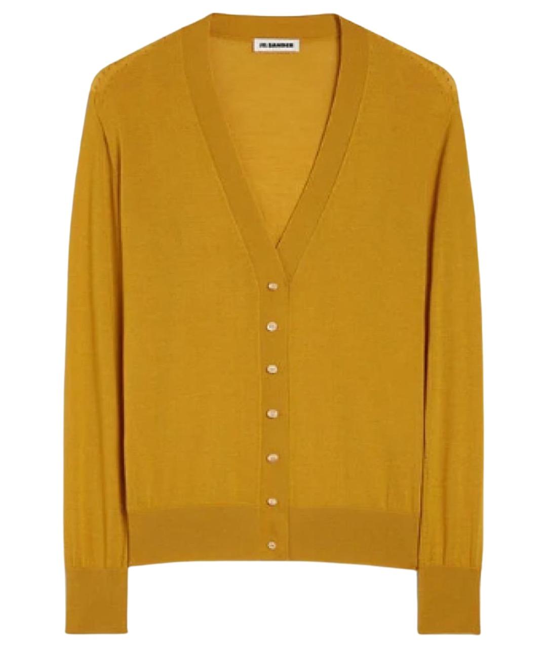 JIL SANDER Горчичный кашемировый кардиган, фото 1
