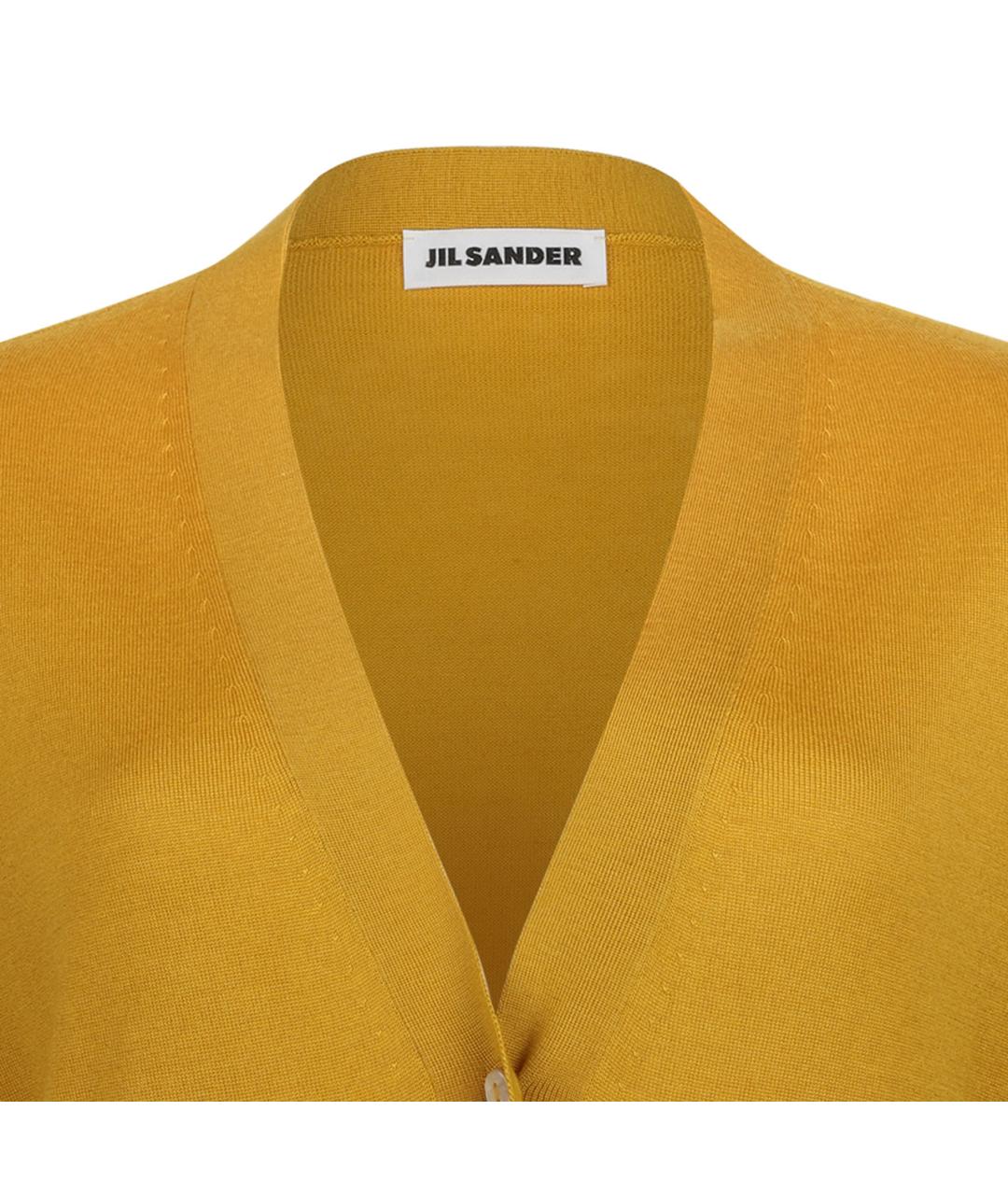 JIL SANDER Горчичный кашемировый кардиган, фото 3