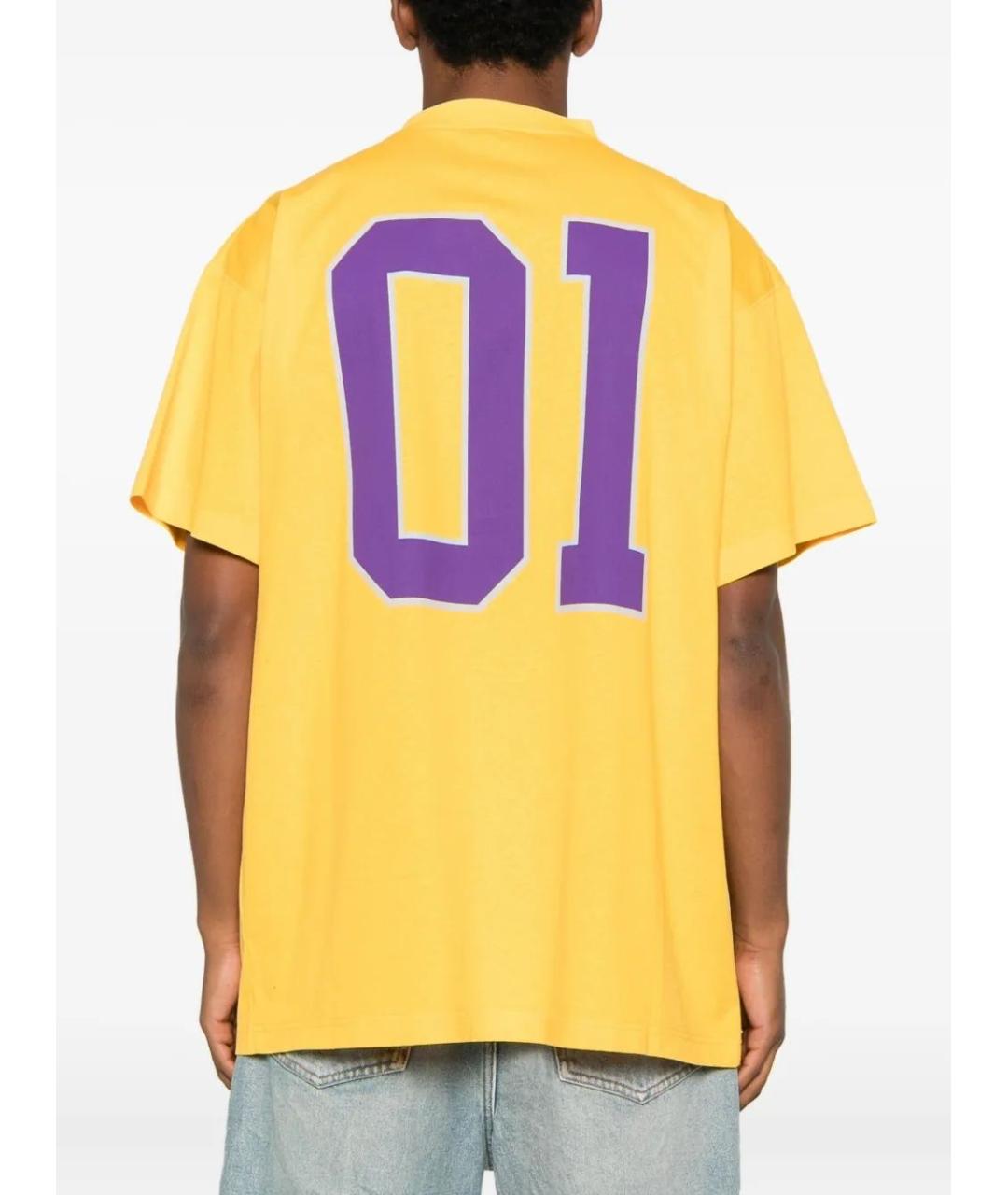 BALENCIAGA Желтая хлопковая футболка, фото 5