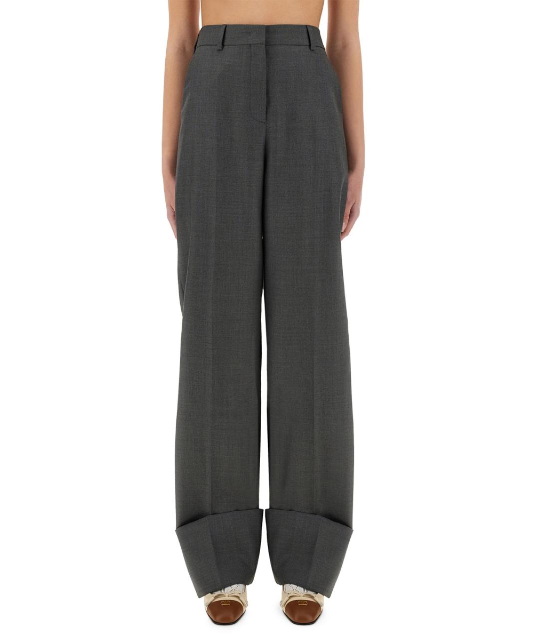VALENTINO Серые шерстяные прямые брюки, фото 2