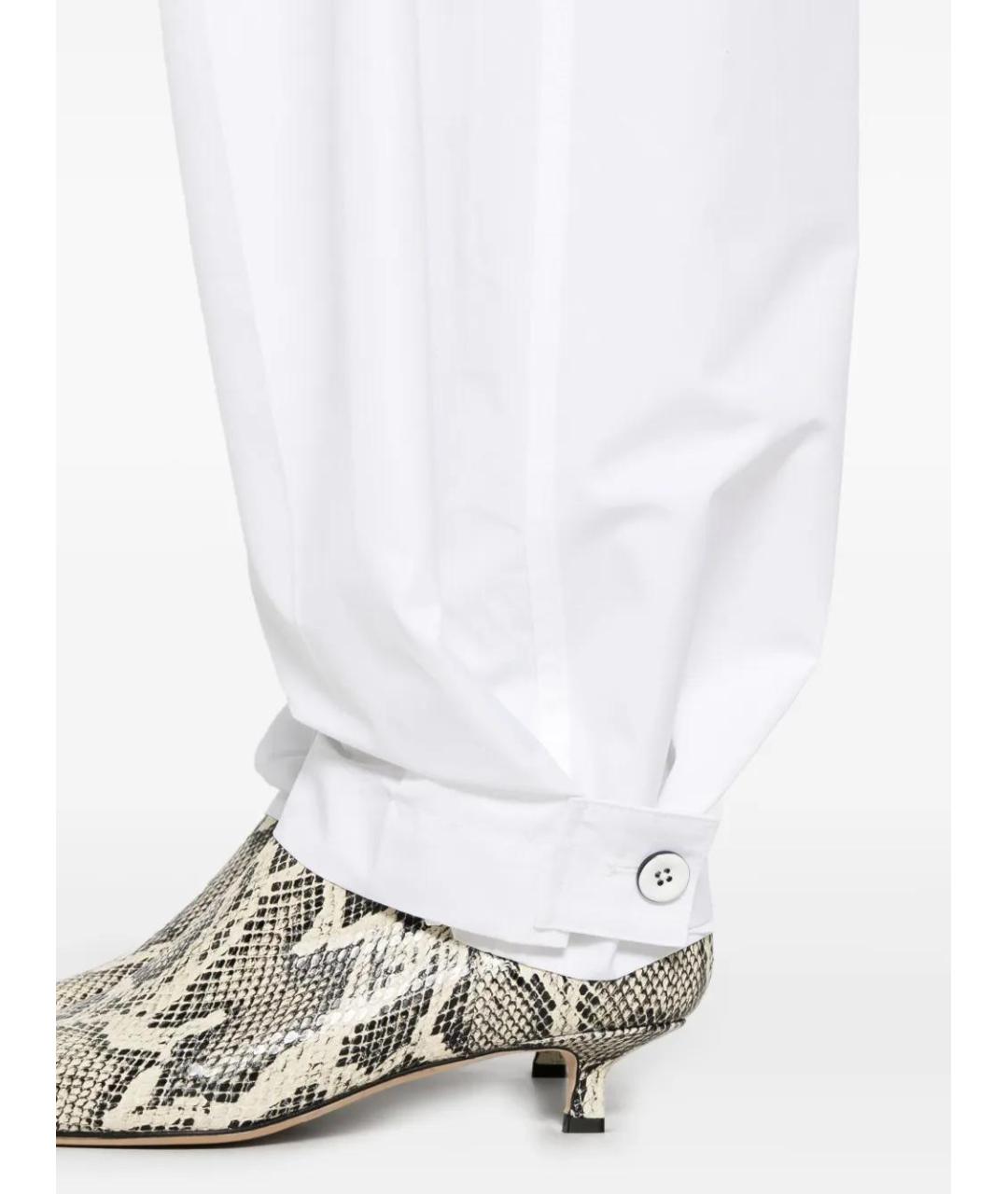 JIL SANDER Белые хлопковые прямые брюки, фото 5