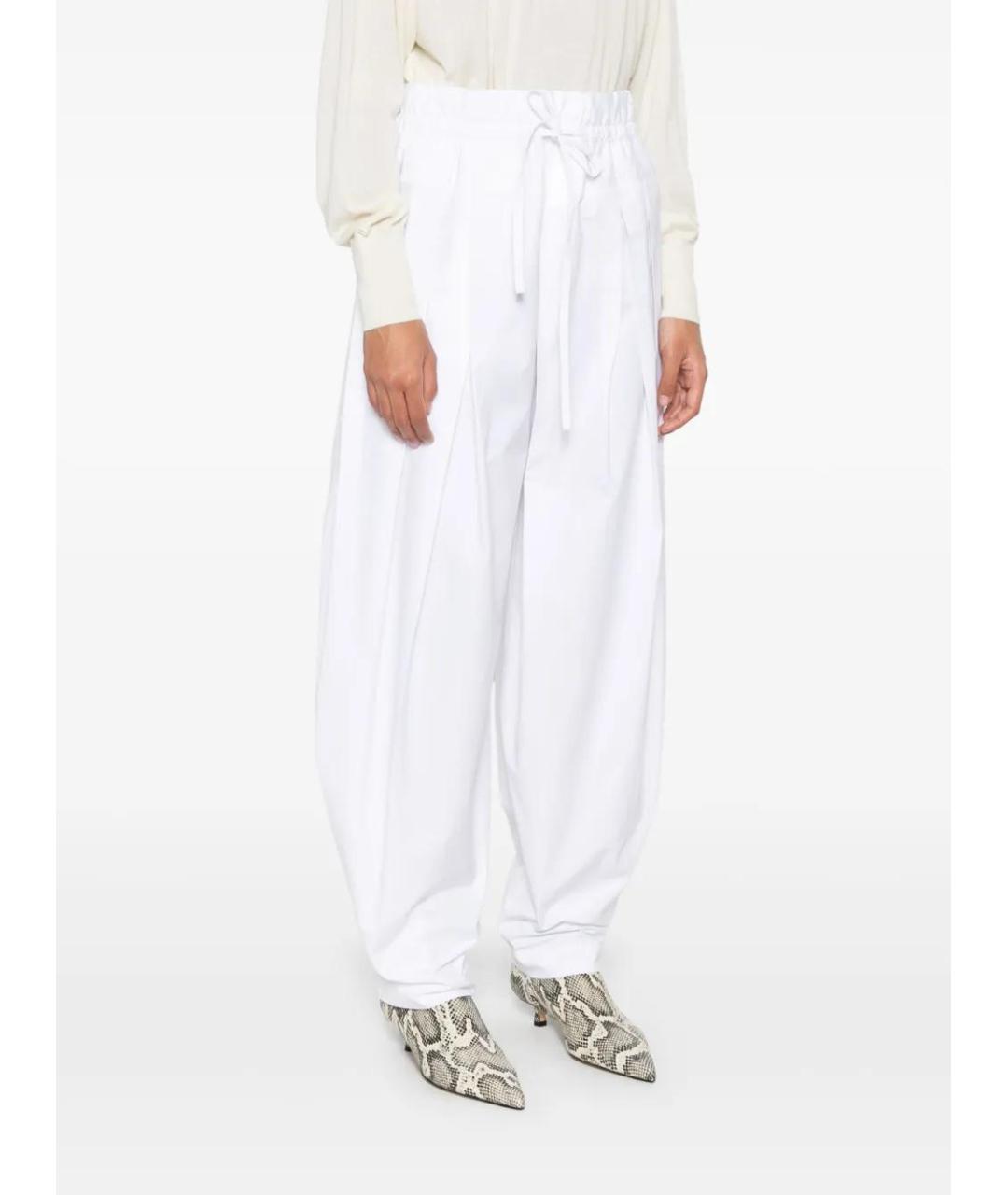 JIL SANDER Белые хлопковые прямые брюки, фото 3