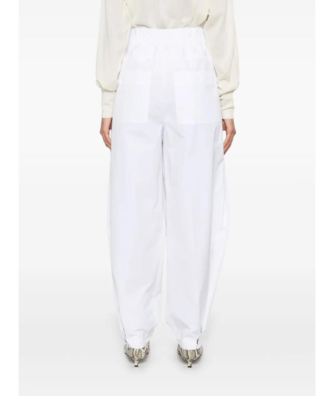 JIL SANDER Белые хлопковые прямые брюки, фото 4