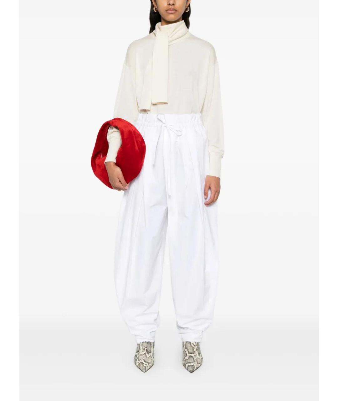 JIL SANDER Белые хлопковые прямые брюки, фото 2