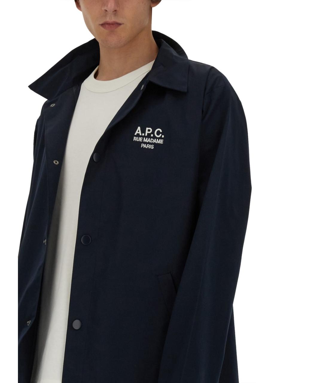 A.P.C. Синяя хлопковая кэжуал рубашка, фото 5