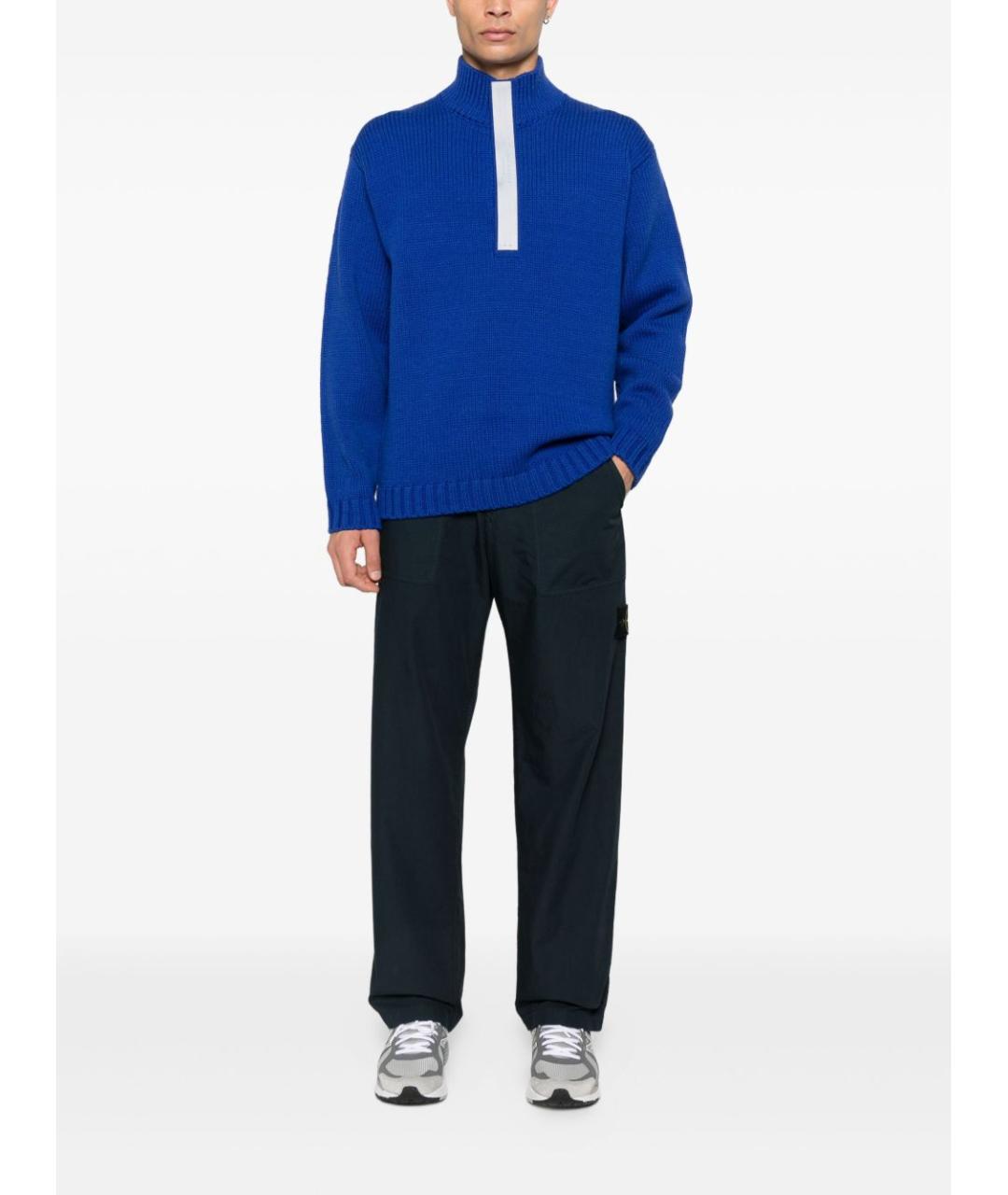 STONE ISLAND Темно-синие хлопковые повседневные брюки, фото 2