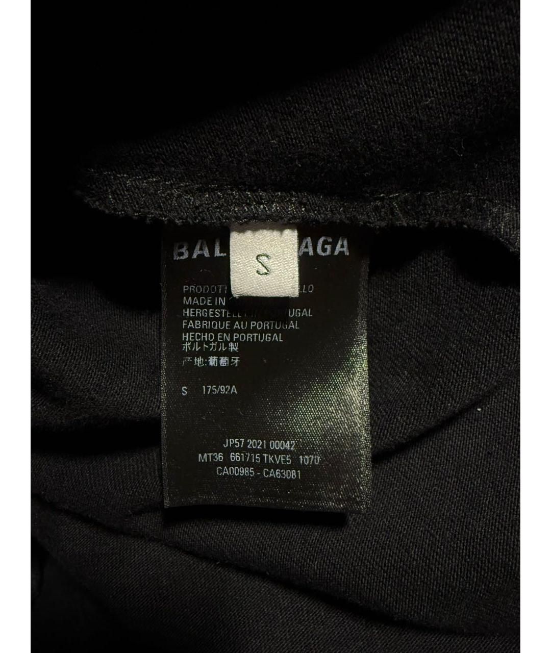 BALENCIAGA Черная хлопковая футболка, фото 5