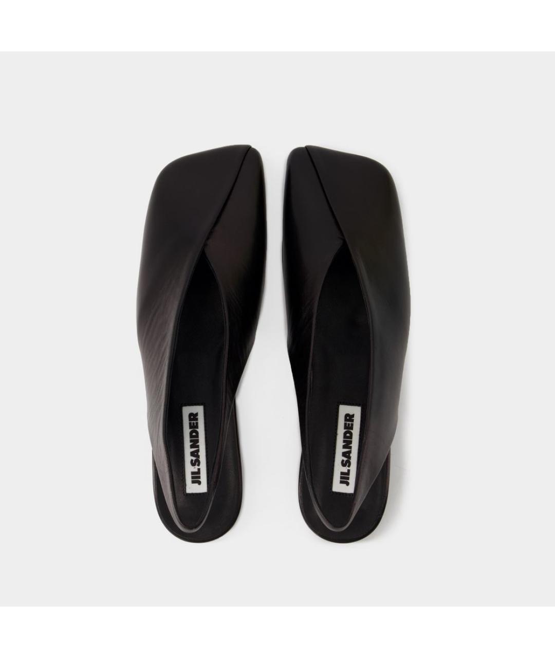 JIL SANDER Черные кожаные балетки, фото 4