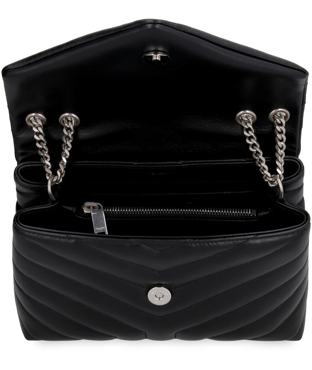 SAINT LAURENT Черная кожаная сумка через плечо, фото 4