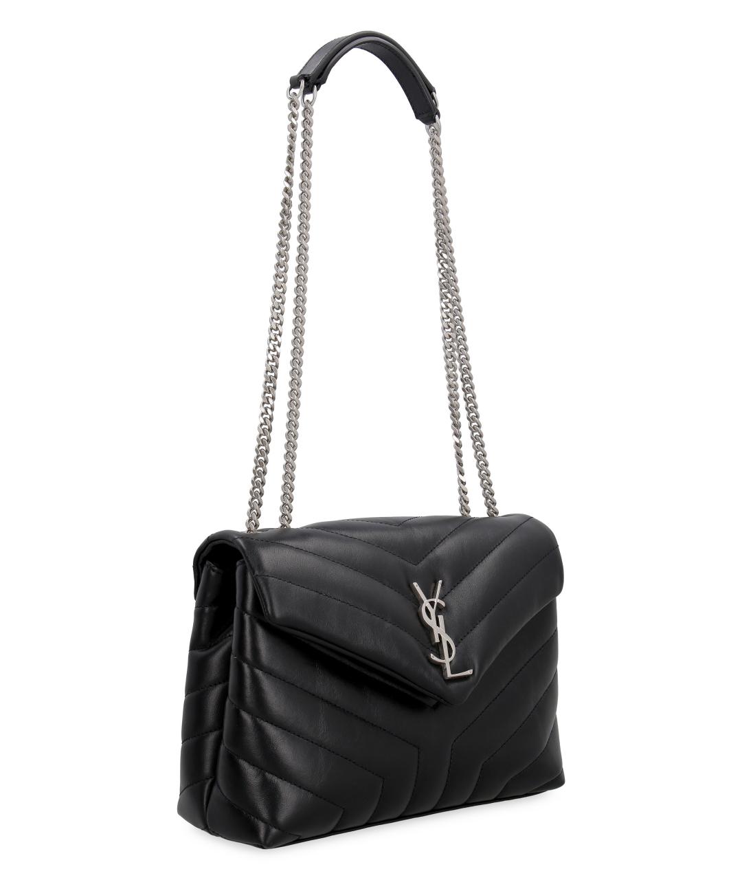 SAINT LAURENT Черная кожаная сумка через плечо, фото 3