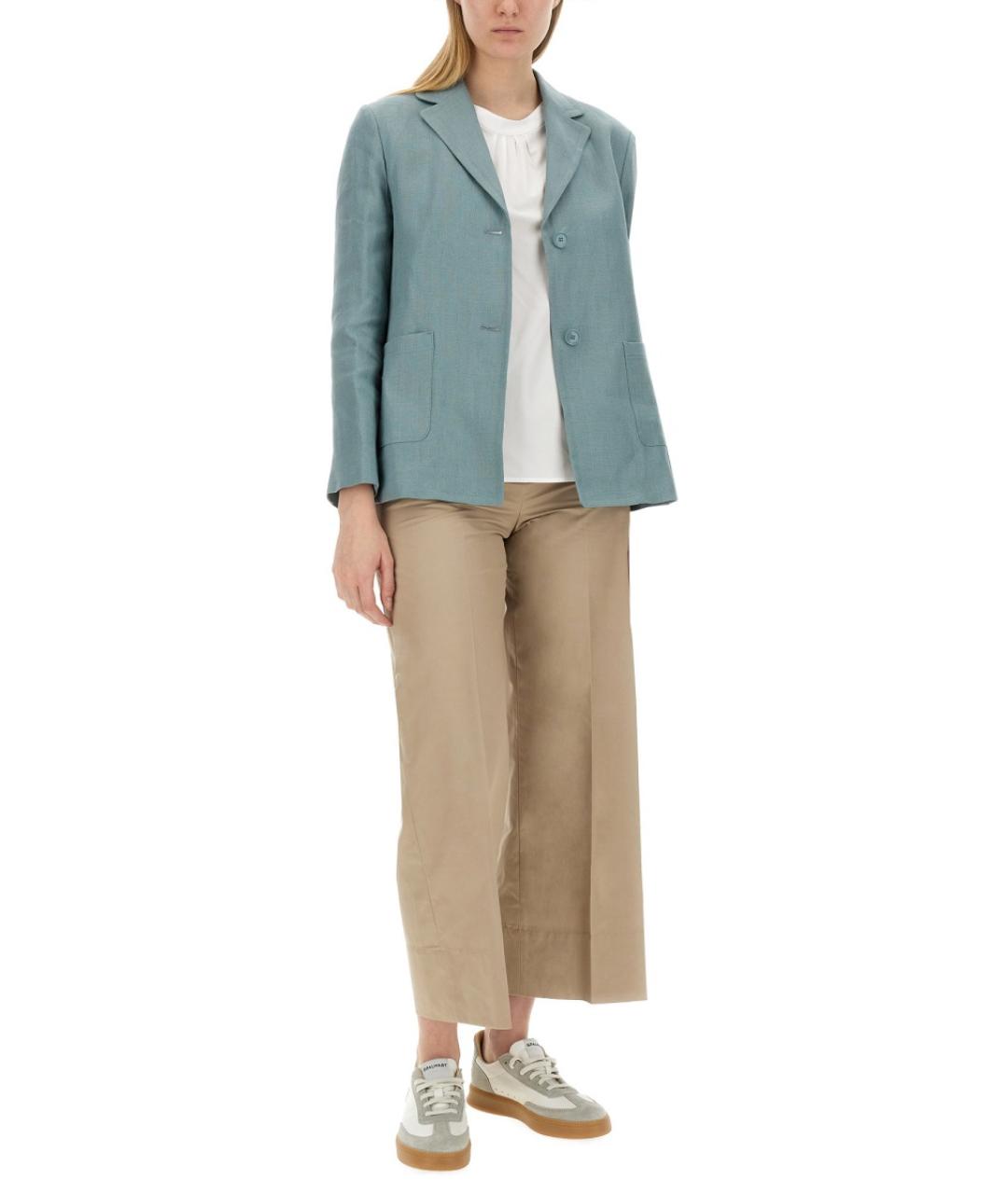 'S MAX MARA Голубой льняной жакет/пиджак, фото 3