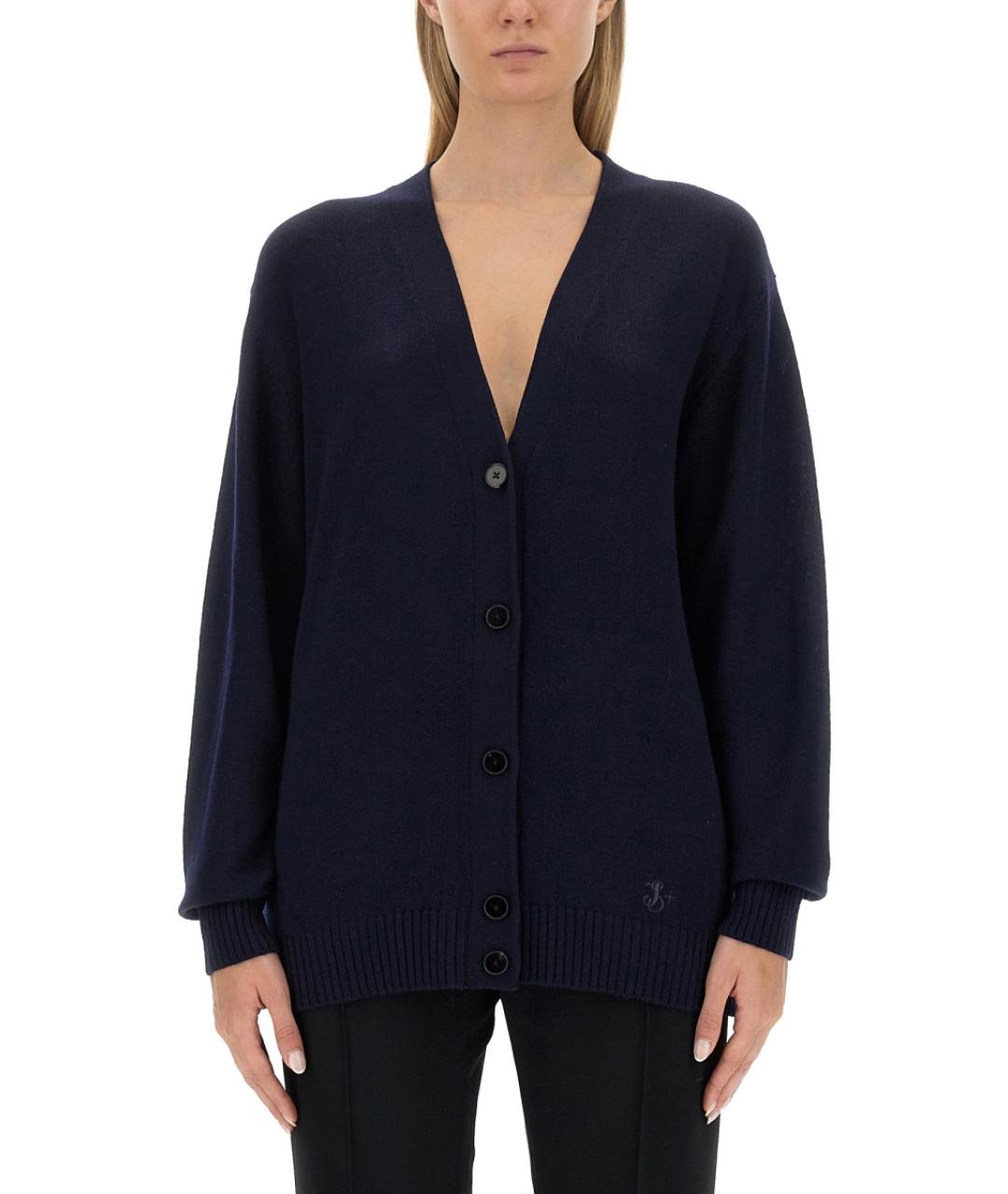 JIL SANDER Синий шерстяной кардиган, фото 5