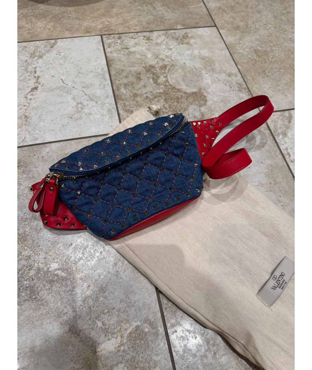 VALENTINO Красная деним поясная сумка, фото 5