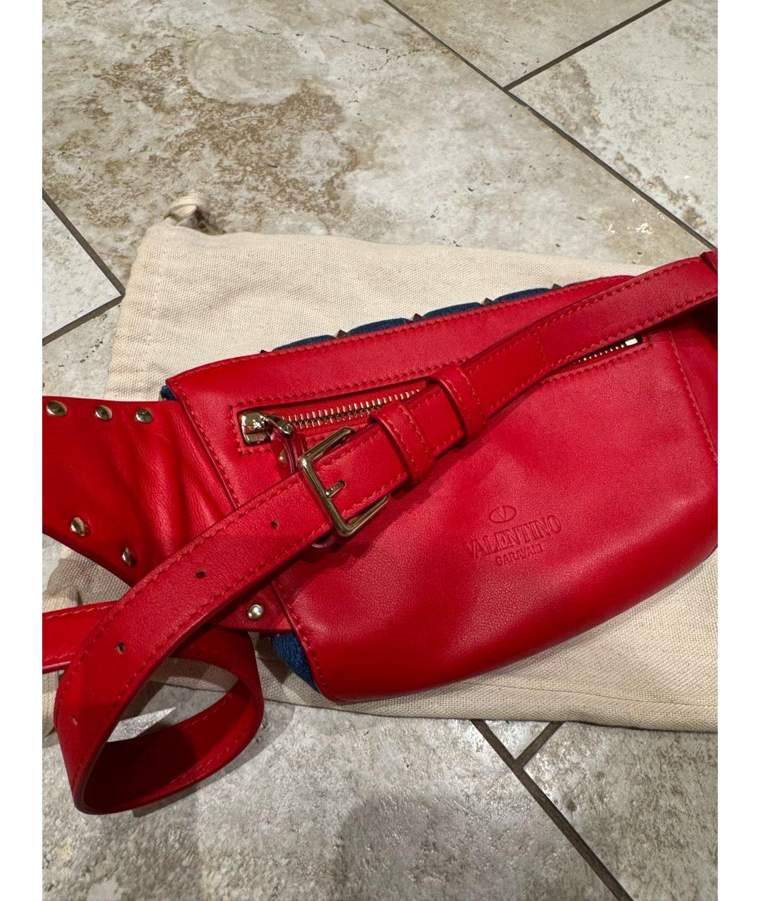 VALENTINO Красная деним поясная сумка, фото 6
