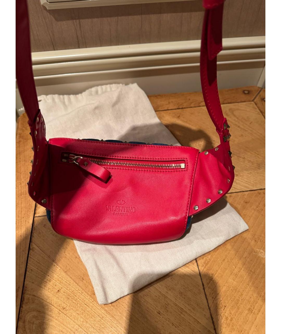 VALENTINO Красная деним поясная сумка, фото 3