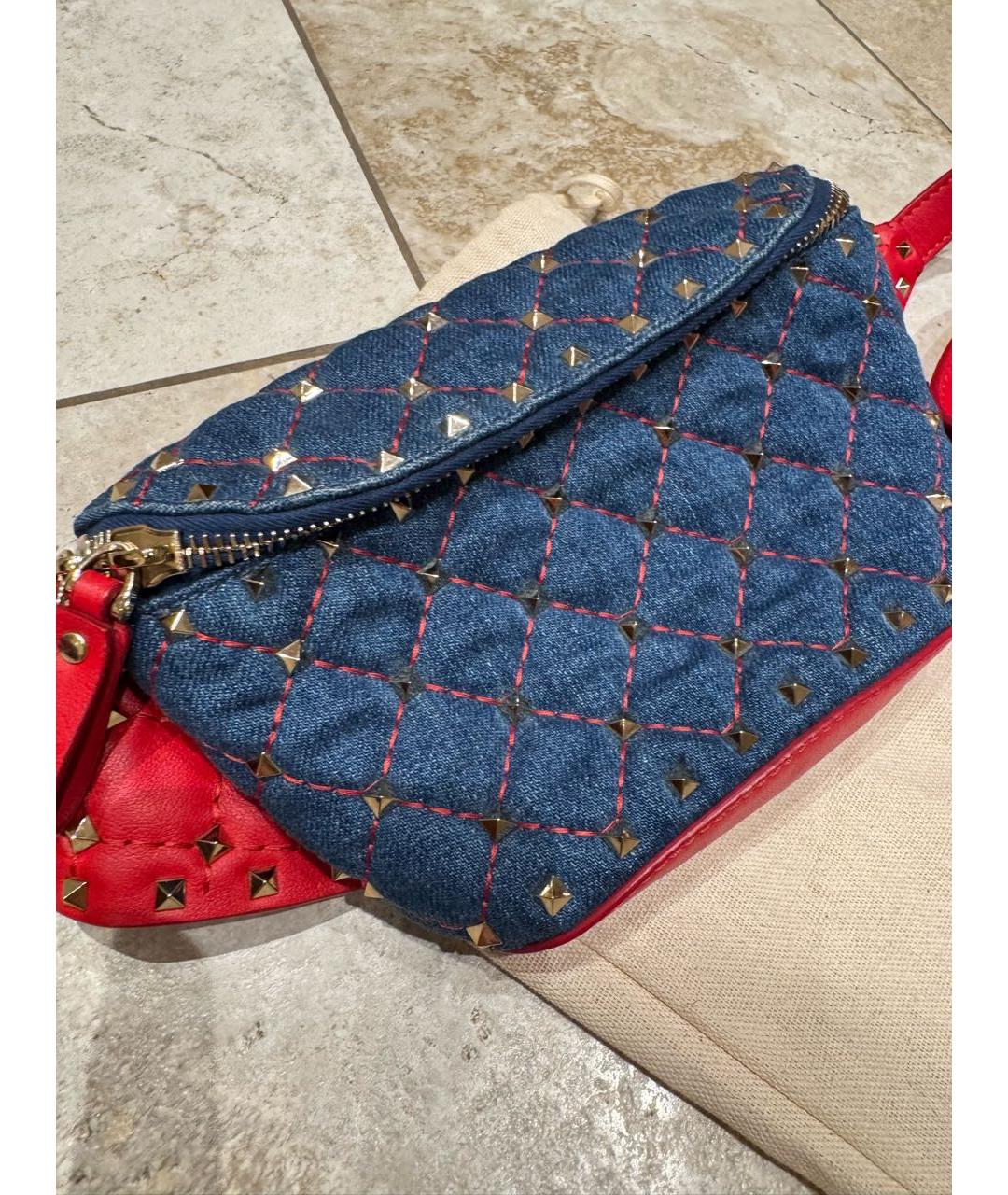 VALENTINO Красная деним поясная сумка, фото 2